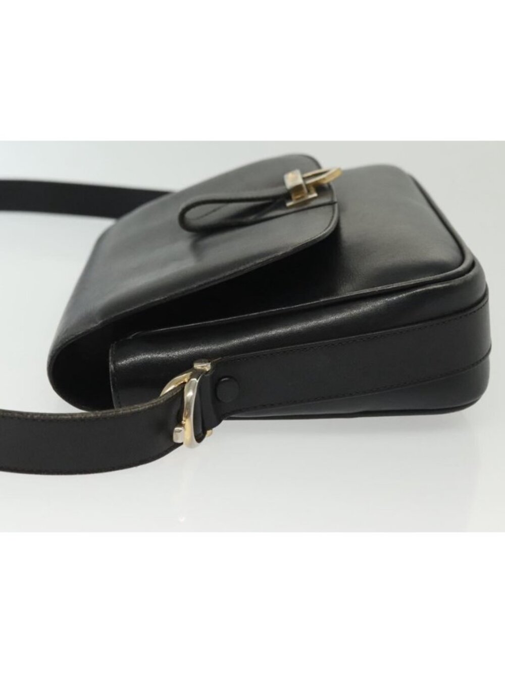 Authentic CELINE Shoulder Bag Leather Navy Gold - Picture 16 of 16